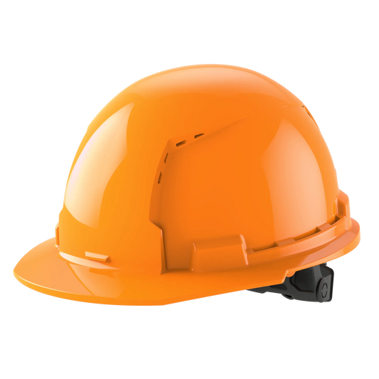 Bolt™ Front Brim Hard Hat White/6pt Ratcheting Suspension, Vented - Type 1, Class e, Orange