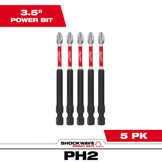 SHOCKWAVE™ Impact Duty 3-1/2” Phillips #2 Power Bits (5 PK)