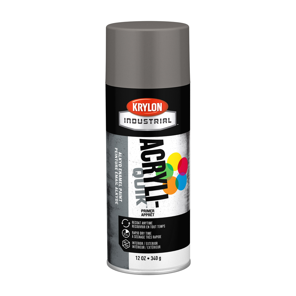 Krylon® Industrial Acryli-Quik™ Acrylic Lacquer, Flat, Gray, 12 oz
