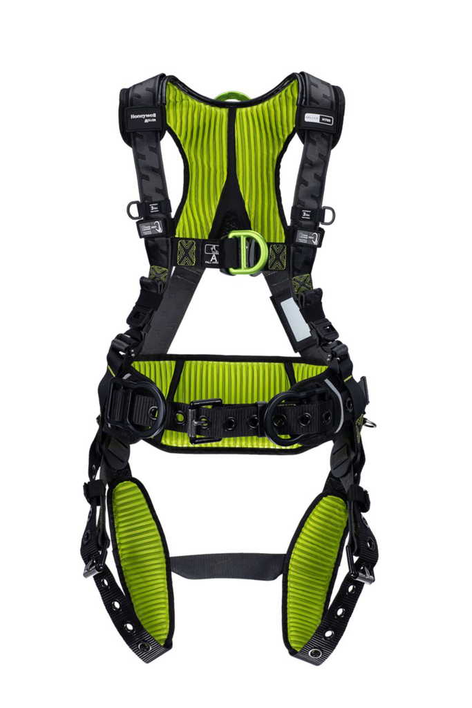 Miller H700 CC1 ALUM 2 pt Full Body Harness w/waist pad w/tongue buckle legs QC chest buckle w/front & Side D-rings size UNIV