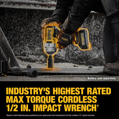 DEWALT 20V MAX* XR Brushless Cordless 1/2 In. High Torque Impact Wrench With Hog Ring Anvil (Tool Only)