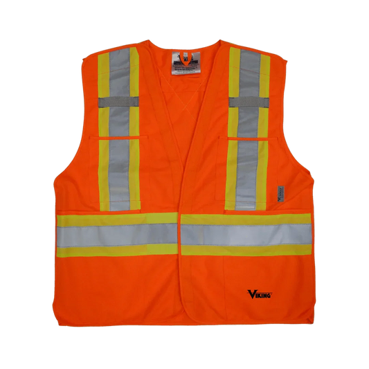 Viking® 5 Point Tear Away Safety Vest-Solid Polyester, 2XL/3XL
