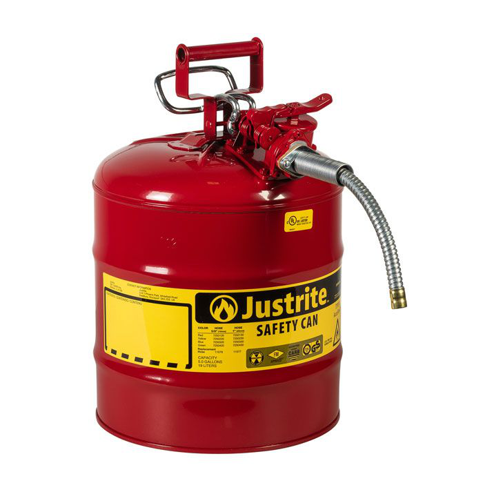 5 Gallon 5/8" Metal Hose Steel Safety Can For Flammables Type II AccuFlow™ Red 7250120