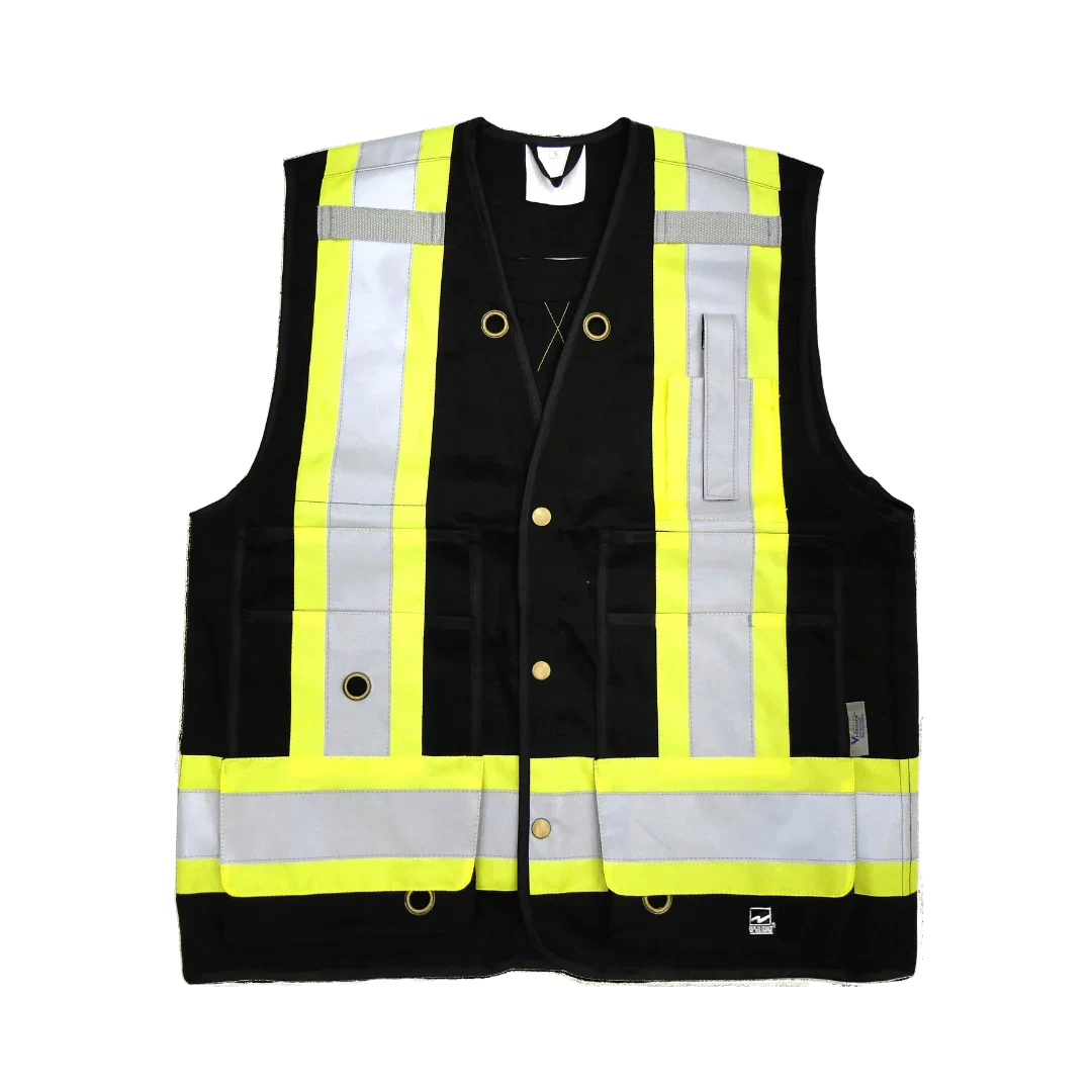 Open Road® Hi Vis 150D Reflective Surveyor Vest, Black, Polyester, XL