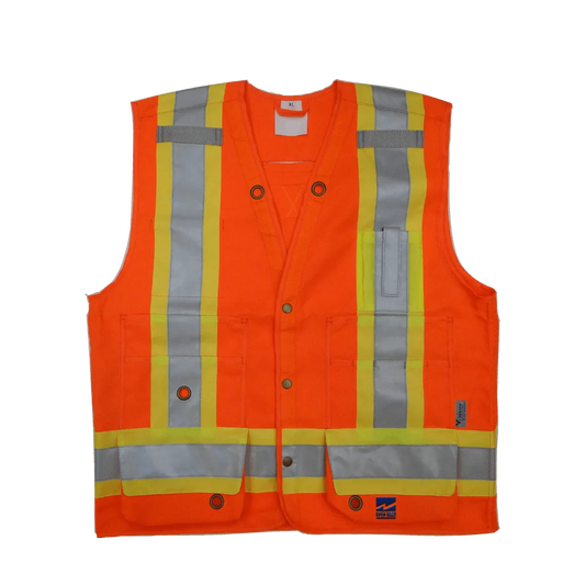 Gilet d'arpentage réfléchissant haute visibilité Open Road® 150D, orange, polyester, XXL