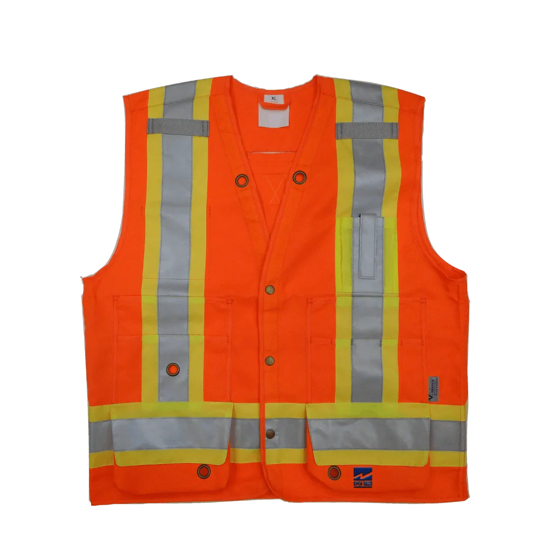 Open Road® Hi Vis 150D Reflective Surveyor Vest, Orange, Polyester, XXXXL