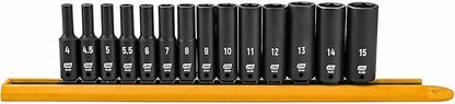 GEARWRENCH Jeu de 14 Douilles à Chocs Profondes 1/4" 6 Pans, Métrique - 84909