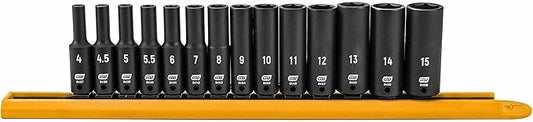 GEARWRENCH Jeu de 14 Douilles à Chocs Profondes 1/4" 6 Pans, Métrique - 84909