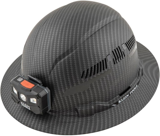 Hard Hat Full Brim Vented Class C – Premium Karbn Pattern With Lamp