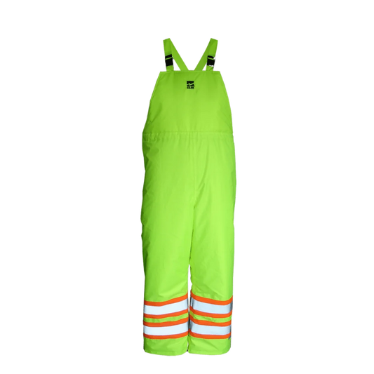 Open Road® Hi Vis Insulated 150D Tribopal Rip-Stop Bib Pants, Green, Polyester, L