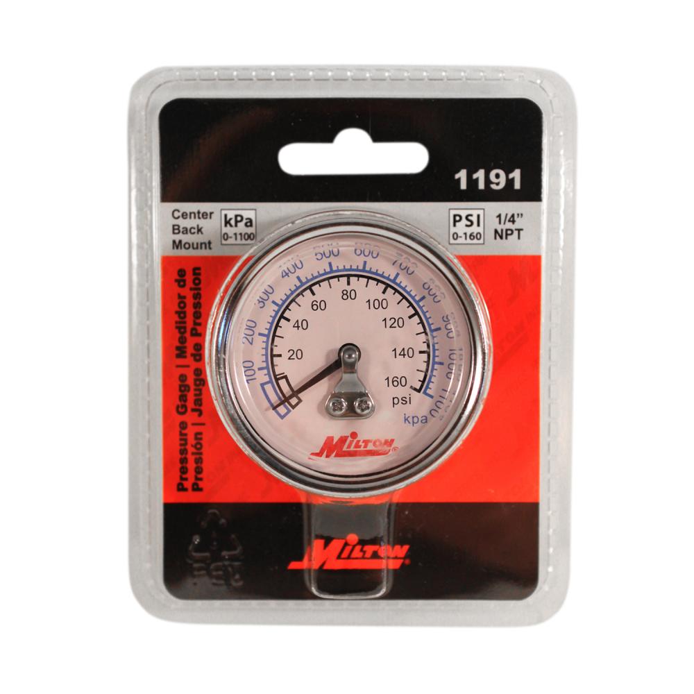 Milton Mini High Pressure Dial Gauge 1/4-in NPT, 2-in Face Size - Center Back Mount
