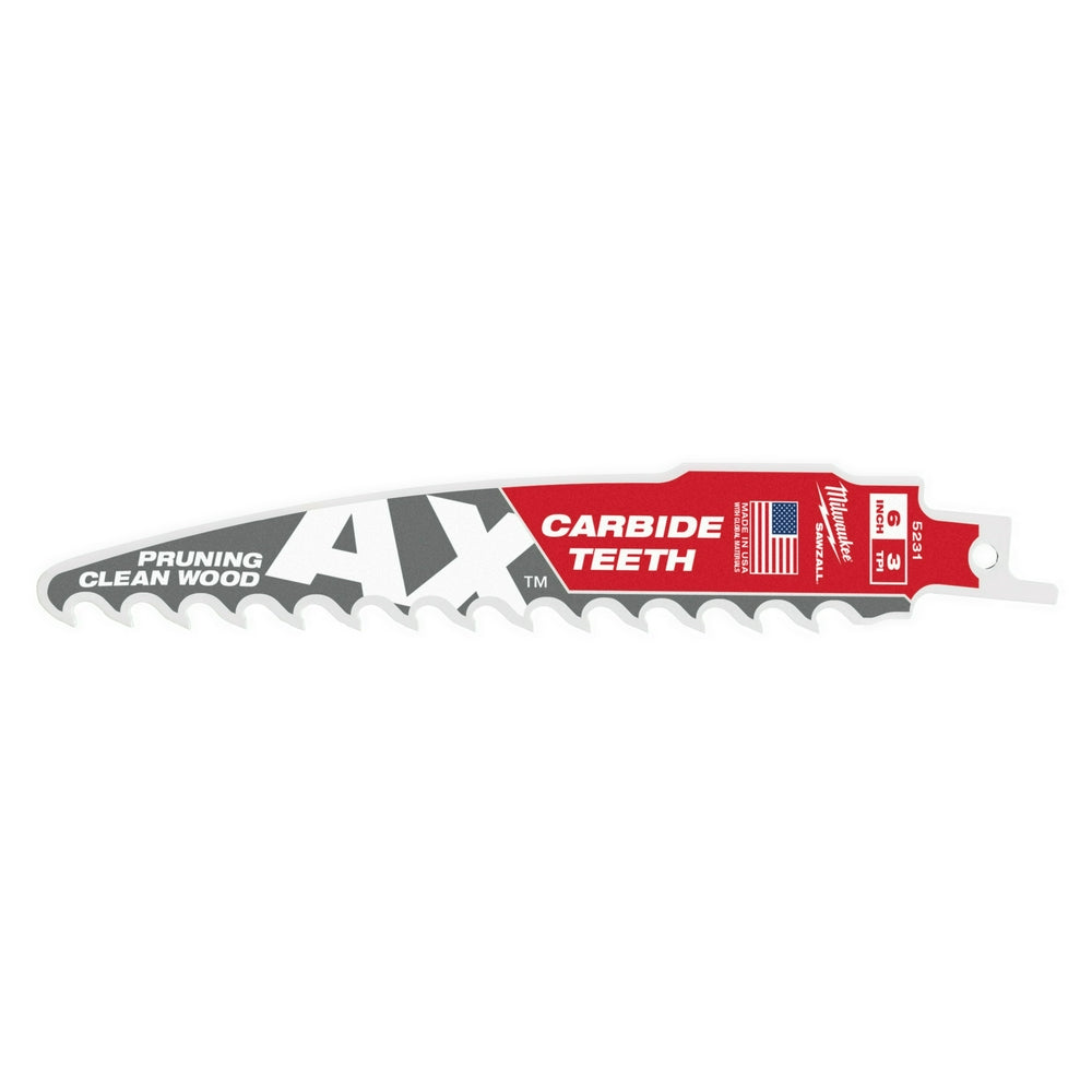 The Ax™ With Carbide Teeth For Pruning & Clean Wood Sawzall® Blade 6" 3 Tpi 3pk