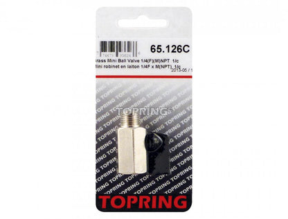 Vanne à boule mini en laiton 1/4 (F) NPT avec embout