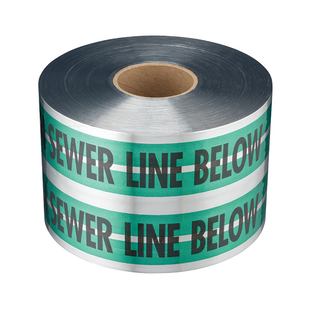 Empire® Magnatec® Premium Detectable Sewer Line Tape, Green, 5mil, 6''x 1000', 2/pk