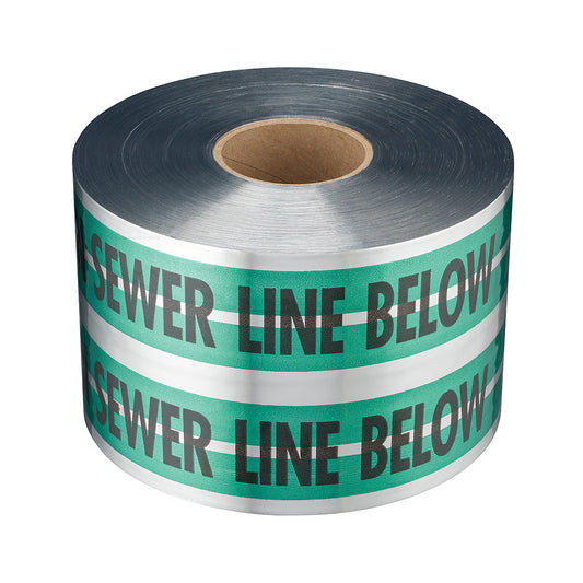 Empire® Magnatec® Premium Detectable Sewer Line Tape, Green, 5mil, 6''x 1000', 2/pk