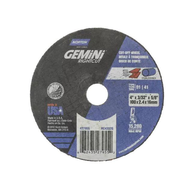 Disque à tronçonner 36 grains 12225 tr/min Diamètre de la meule 5 po Diamètre du trou central 7/8 po