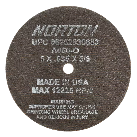 Cut-Off Wheel - 7 in Wheel Dia., 0.060 in Wheel Thickness, 1-1/4 in Center Hole Diameter, 60 Grit, Medium Grade, 8730 rpm