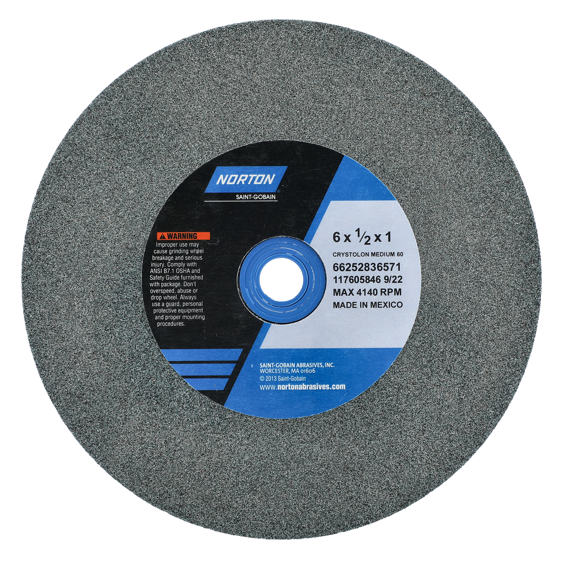 Gemini Crystolon 39C SC Type 01 Bench and Pedestal Wheel, Medium 60 Grit, 6X1X1in