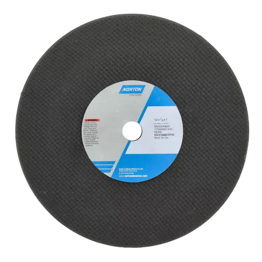 Norton Cut-Off Wheel - 20 in Wheel Dia., 0.187 in Wheel Thickness, 1 in Center Hole Diameter, 2710 rpm