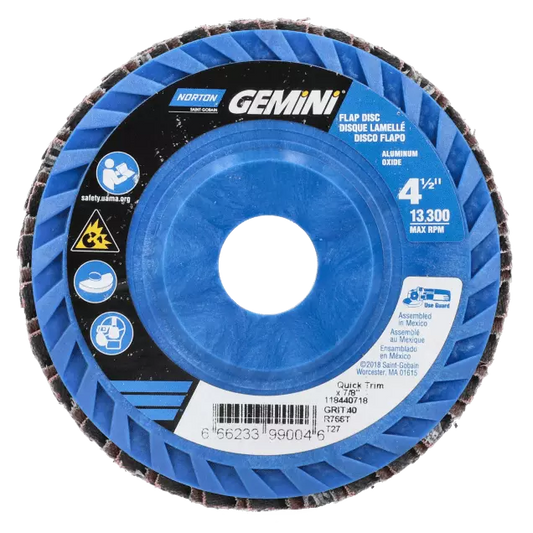 Flap Disc - Type 27, 5 in Disc Diameter, 7/8 in Center Hole, P36 Grit, 12000 rpm