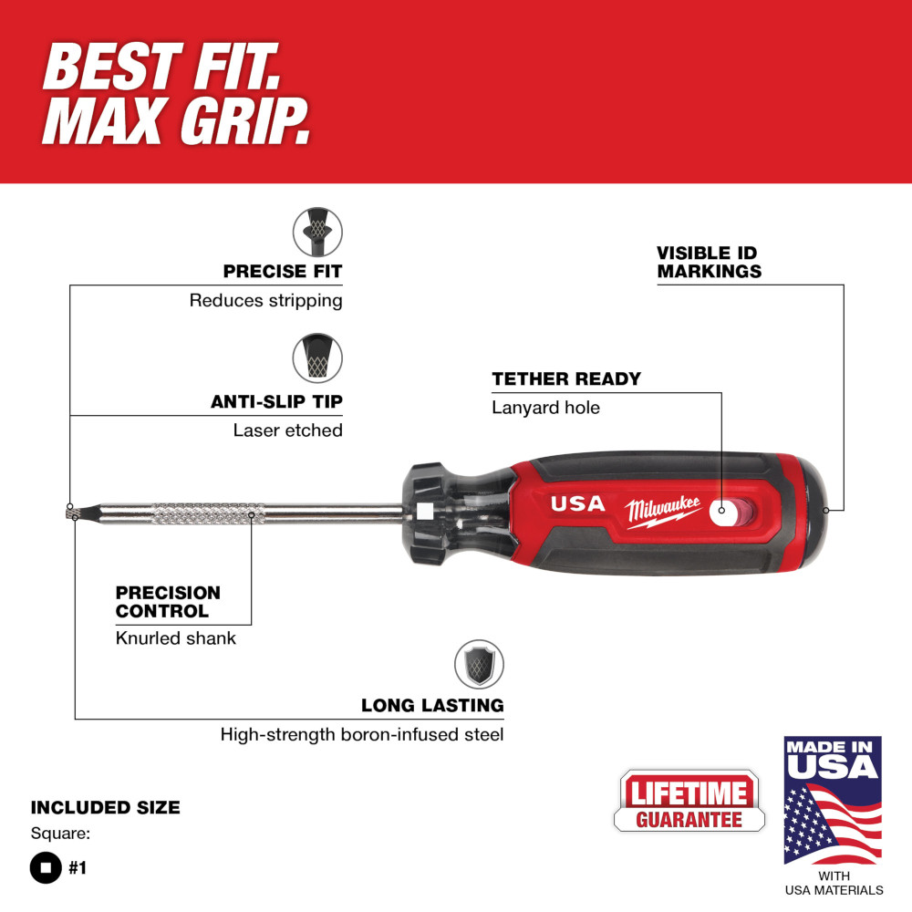 #1 Square 3" Cushion Grip Screwdriver