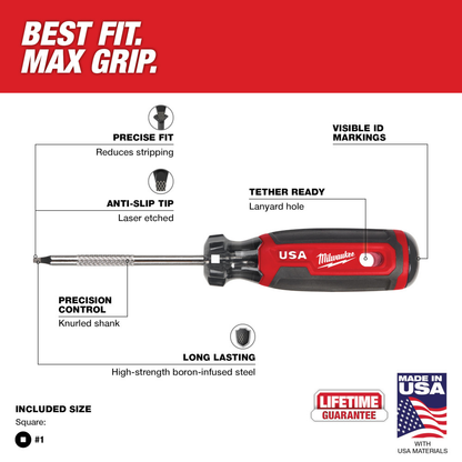#1 Square 3" Cushion Grip Screwdriver
