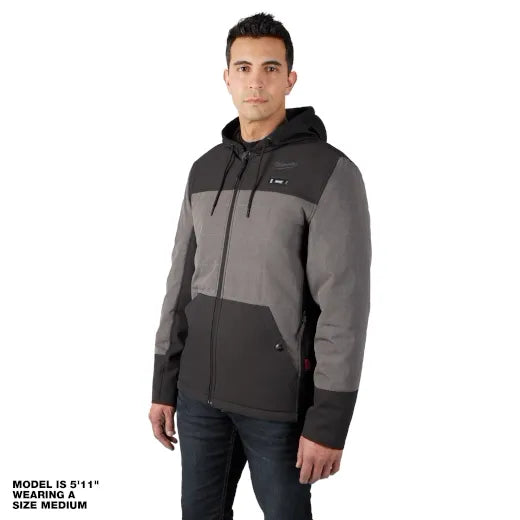 M12™ Heated Axis™ Hooded Jacket, Gray, Sz: 3X M12 12V Li-Ion Cordless 3.0Ah Battery pack