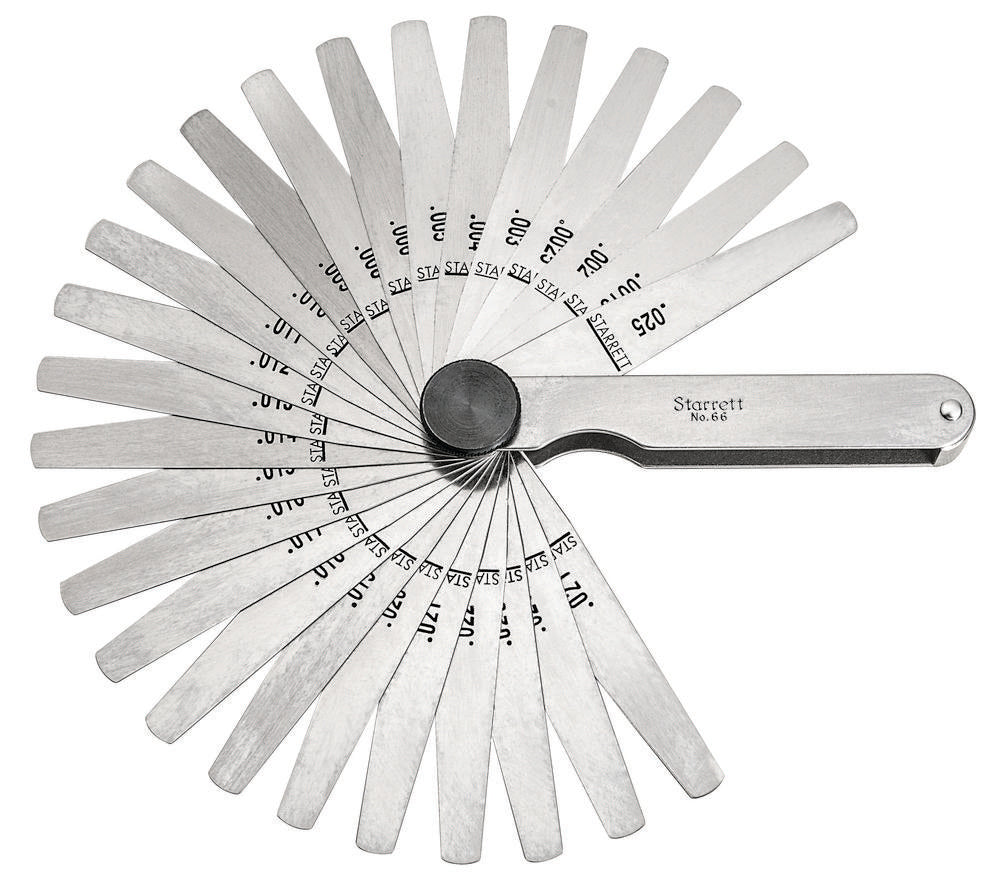 Thickness Gage, 26 Tapered Leaves, .0015-.025"