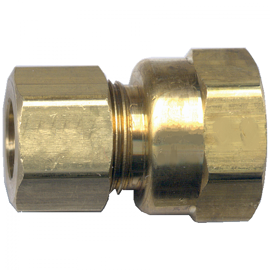 Compression Female Pipe Connector, Brass, 1/4 Tube OD x 1/4 Female Pipe