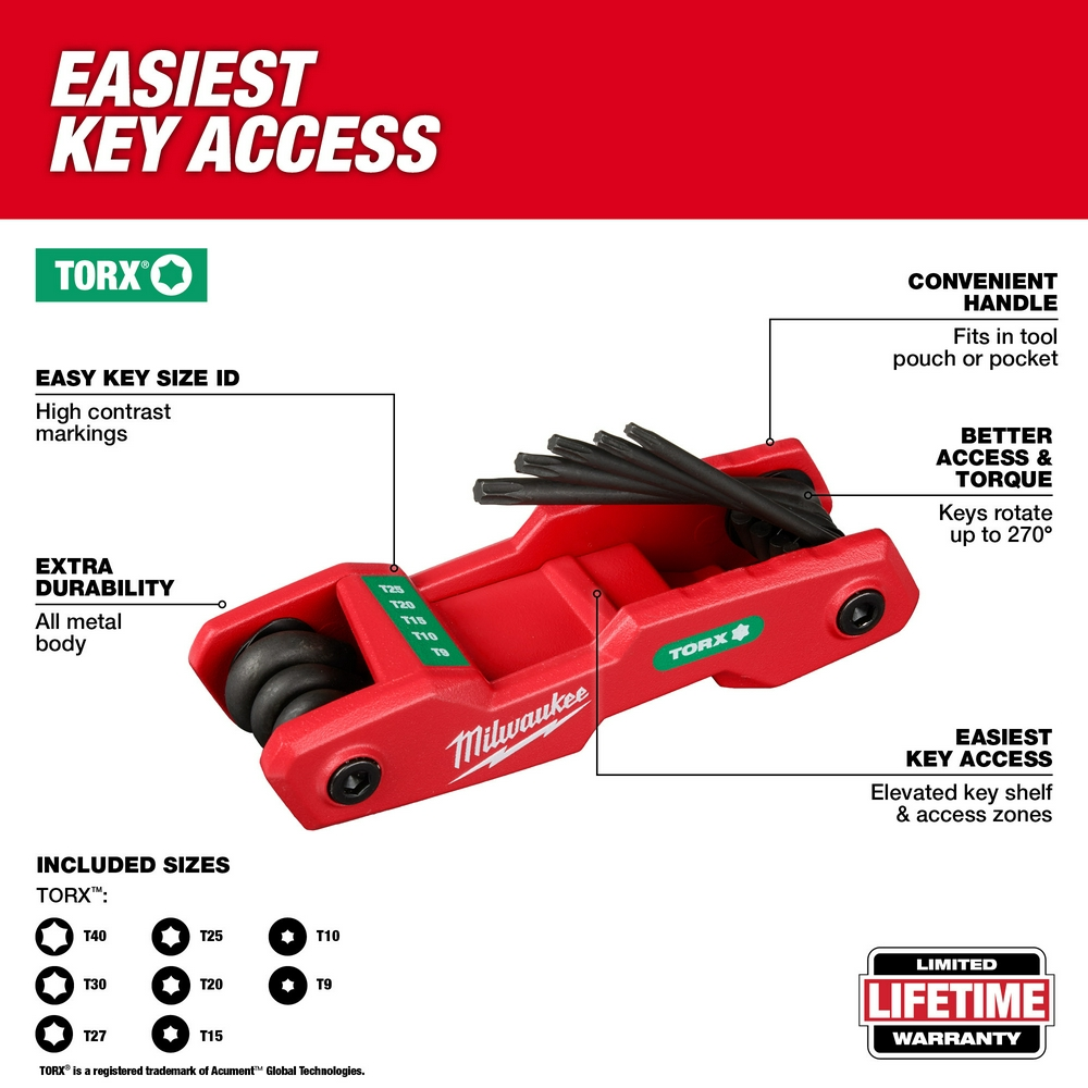 8-Key Folding Hex Key Set Torx