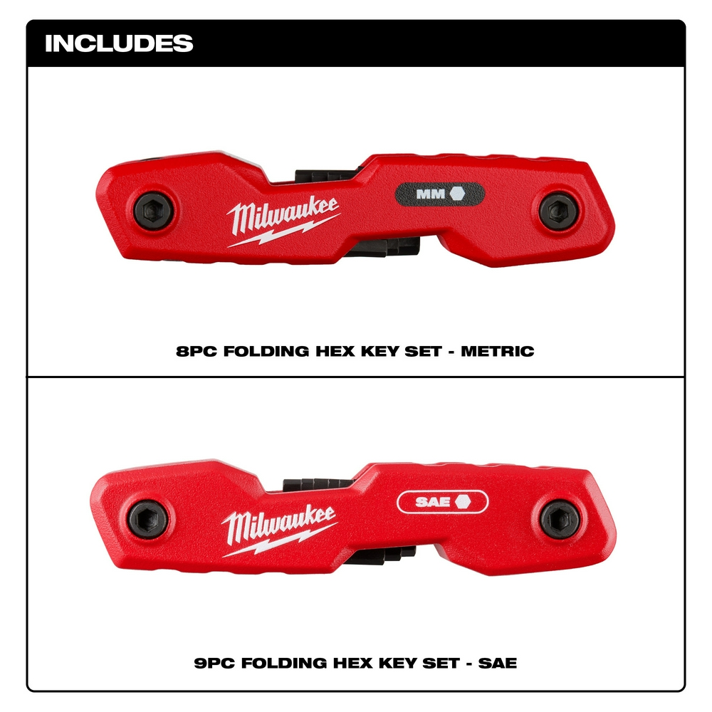 2PC 17-Key Folding Hex Key Sets SAE/Metric