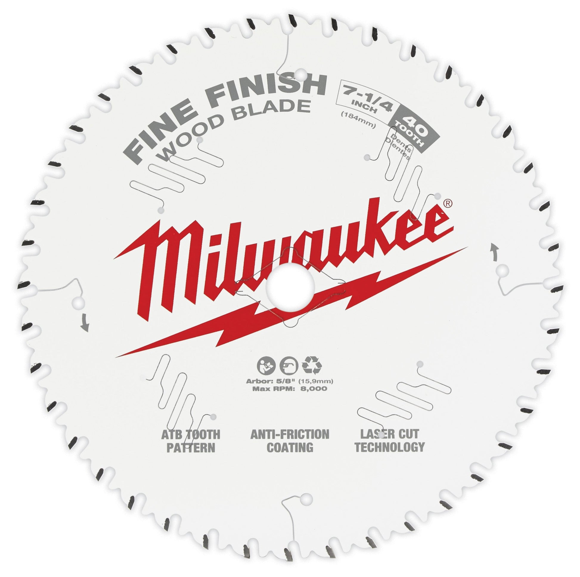 7-1/4 In 40t Fine Finish Circular Saw Blade, 10/PK