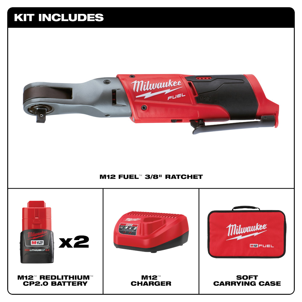 M12 FUEL™ 3/8 In. Ratchet 2 Battery Kit