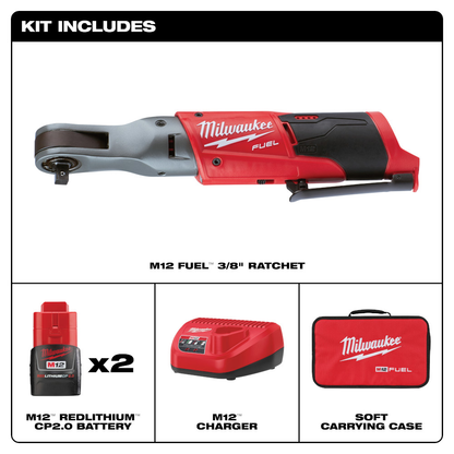 M12 FUEL™ 3/8 In. Ratchet 2 Battery Kit