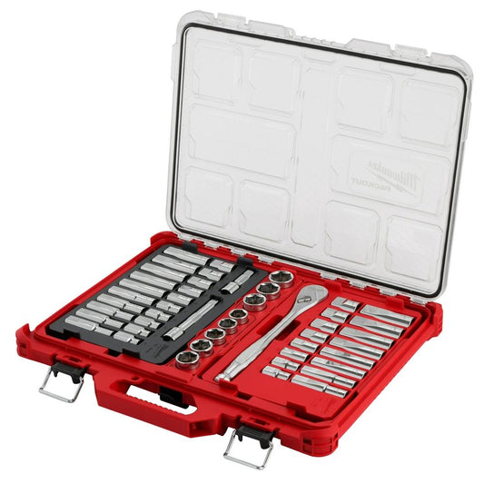 Jeu de clés à cliquet et de douilles de 1/2 po avec organiseur PACKOUT - 47 pièces