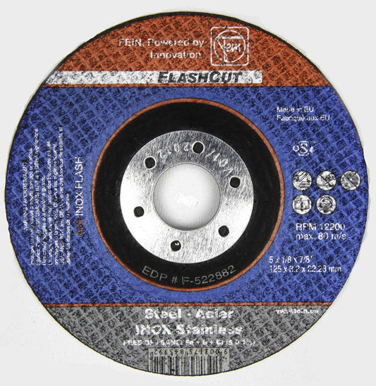 F-522882 SP Cut Off Wheel, 5" x 1/8" x 7/8" Type 27