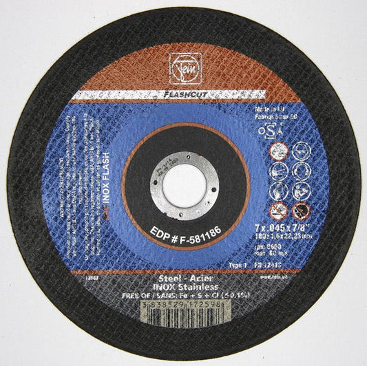 F-581186 SP Cut-Off Wheel, 7" x .045" x 7/8” Type 1