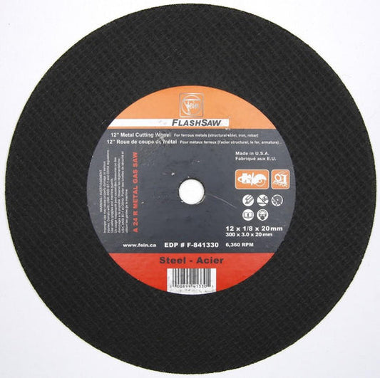 F-841330 Gas Saw Cut-Off Wheel, Aluminum Oxide, 12” x 1/8” x  20mm