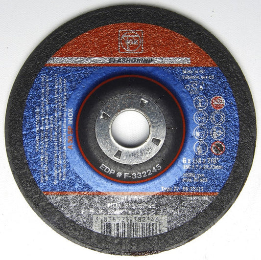 F-332245 Grinding Wheel, Stainless Steel, 6" x 1/4" x 7/8"