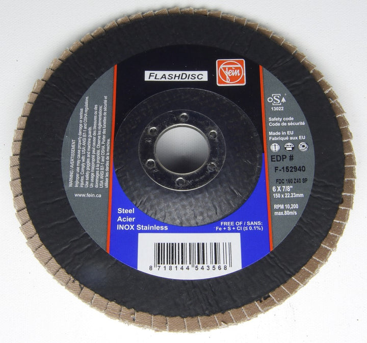 F-152960 SP Flap Disc, Zirconia, 6" x 7/8”, Grit 60