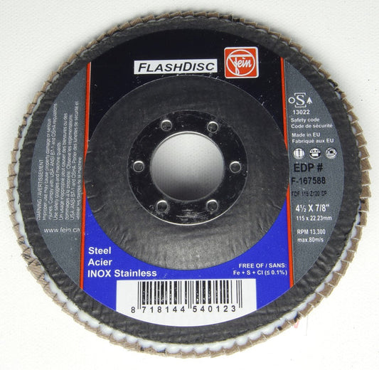 F-246573 SP Flap Disc, Zirconia, 4-1/2" x 7/8”, Grit 80