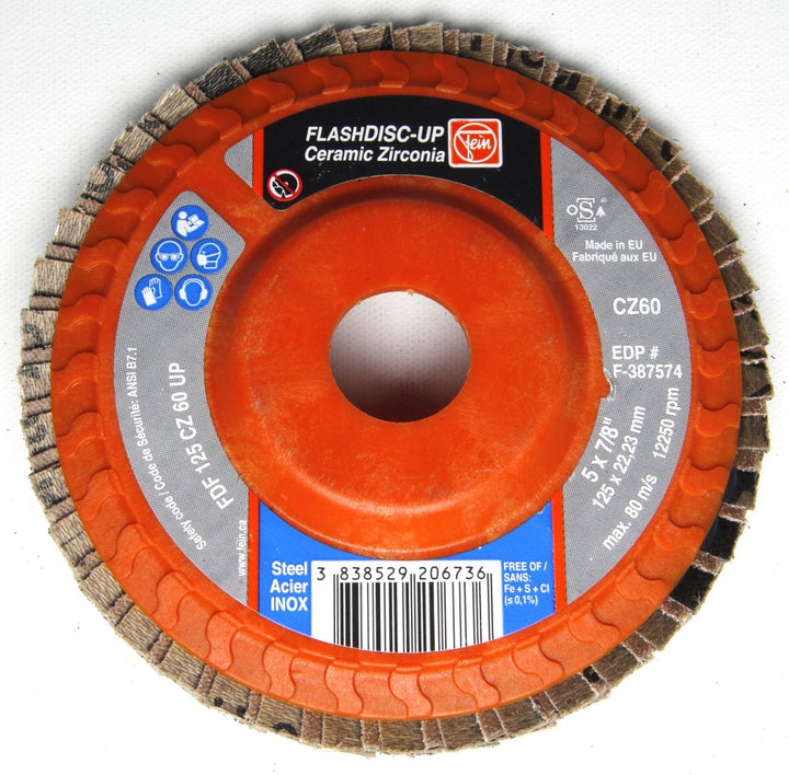 F-387573 Flap Disc, Zirconia/Ceramic, 5" x 7/8”, Grit 40