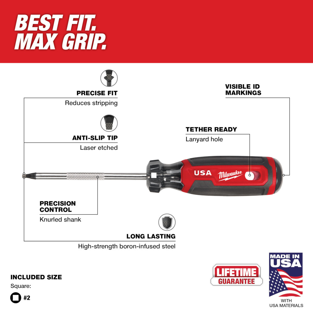 #2 Square 4" Cushion Grip Screwdriver