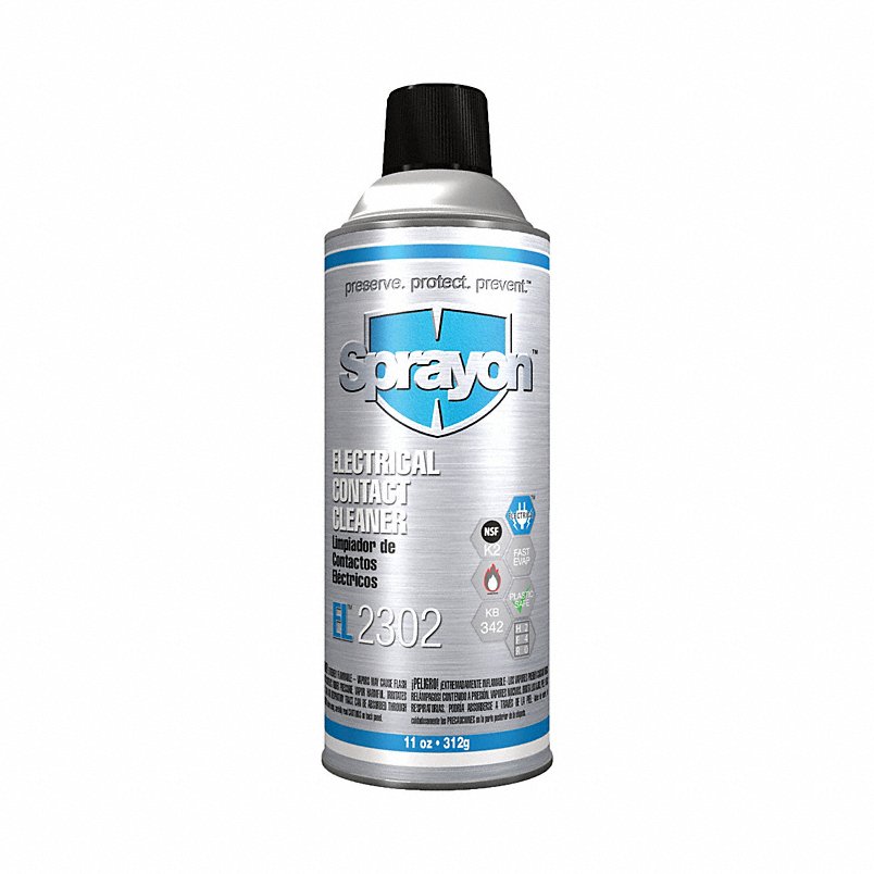 SPRAYON Contact Cleaner: Aerosol Spray Can, 11 oz, Liquid, EL™2302, Safe on Most Plastics