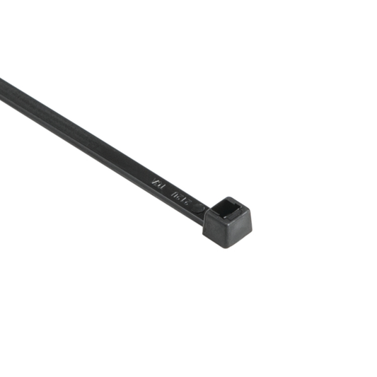 Cable Tie, 12" Length, 50 lb Tensile Strength, UL Rated, PA66, Black, 100/Pkg