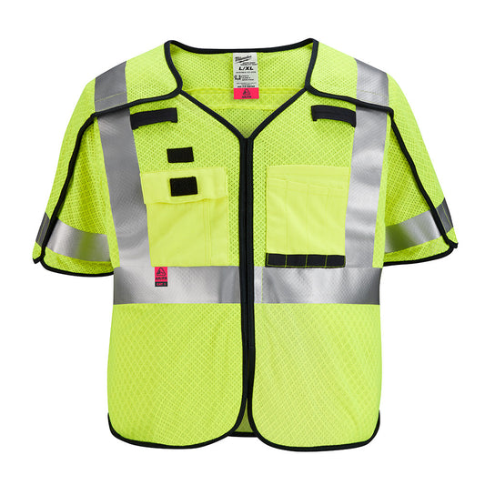 Breakaway High Visibility Yellow Mesh Safety Vest, Cat. 1 Class 3, CSA/ANSI - L/XL, 7/PK