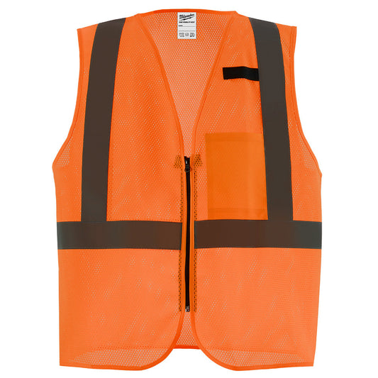 High Visibility Mesh One Pocket Safety Vests, Csa Class 2, Orange, Sz: L/XL