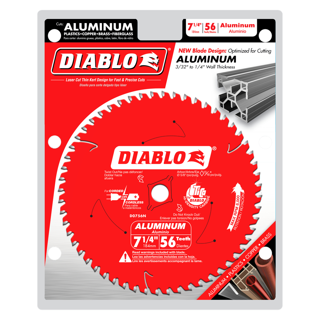 7-1/4 In. × 56 Tooth Thick Aluminum Cutting Saw Blade