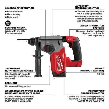M18 FUEL™ 1 In SDS Plus Rotary Hammer