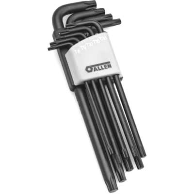 Apex Tool Group Mfr. 56620G Allen Wrench, 9-Pc Long Arm Torx Key Set, Tempered Alloy Steel, W/Hinged Caddy